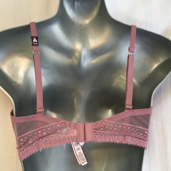 Incredible Victoria's Secret Plunge Padded Purple Mauve Lace Bra 34DD 24551212 - Picture 8 of 14